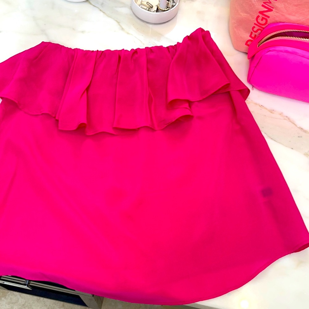 Blush hot pink strapless silky shirt size medium